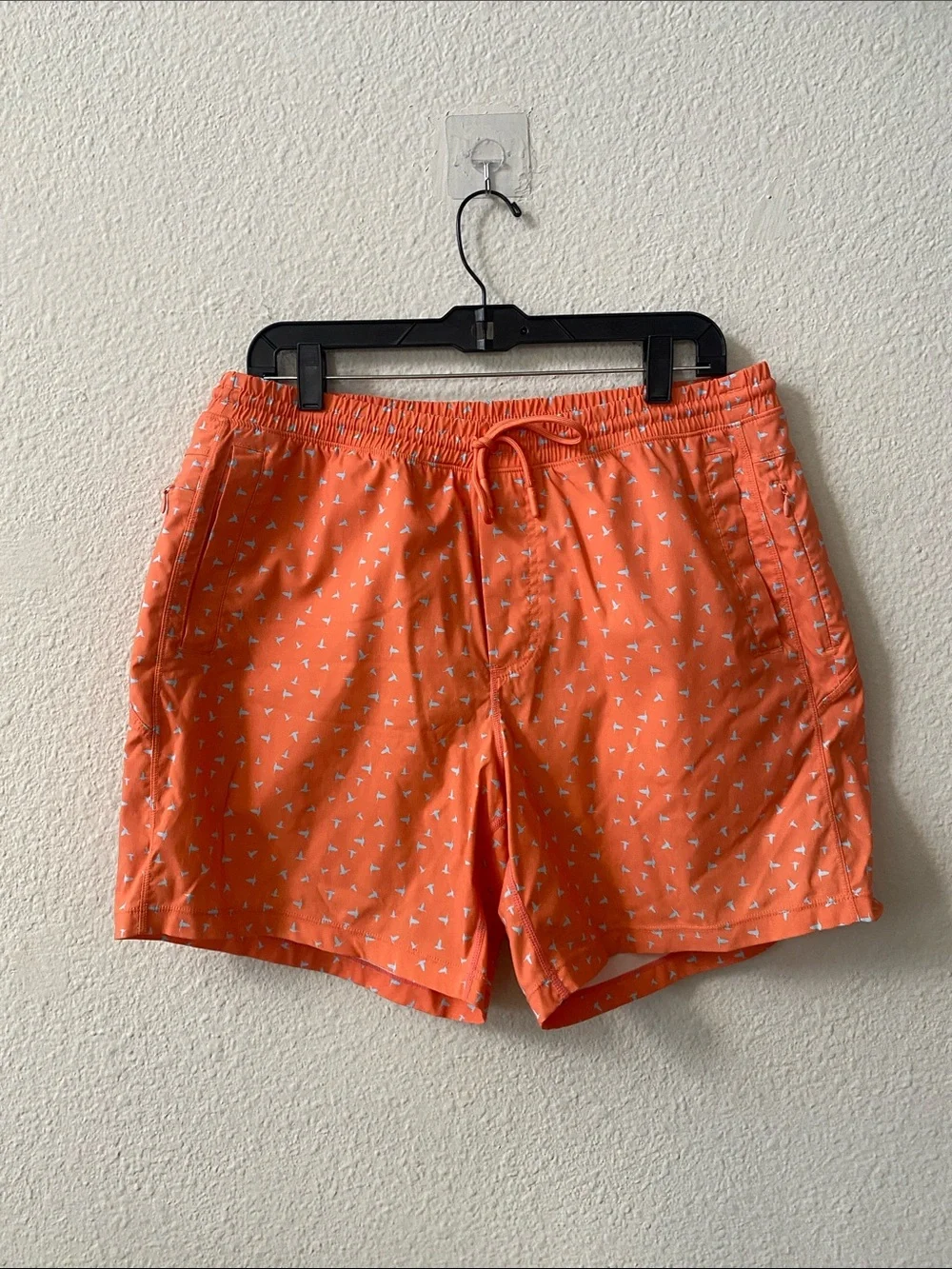 Birddogs Men’s Orange and White bird print Inner Banks Swim Trunks XL